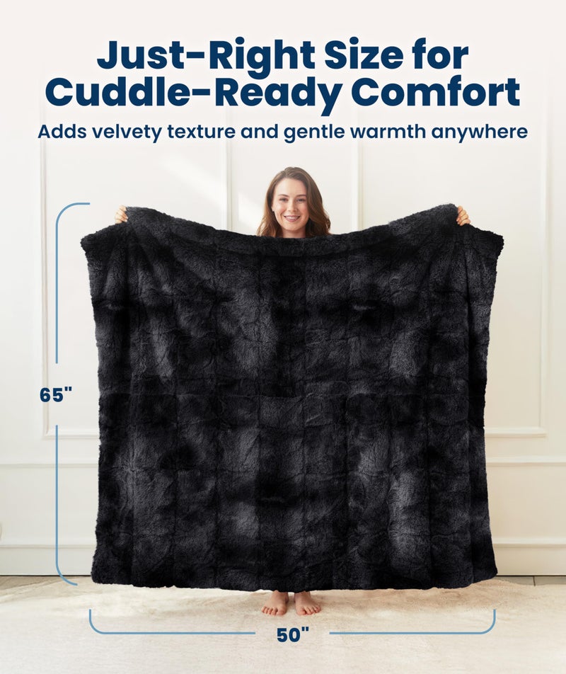 Everlasting Comfort Soft & Comfortable Black Faux Fur Throw Blanket for Couch - (50"x65") Minky & Fluffy Fall Blankets & Throws, Plush Fuzzy Cover for Bed, Sofa & Living Room - Cozy Home Decor - Image 5